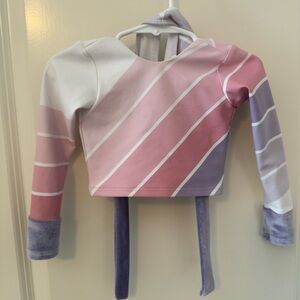 Pastel Rainbow Striped Pink and Purple Long Sleeved Bikini